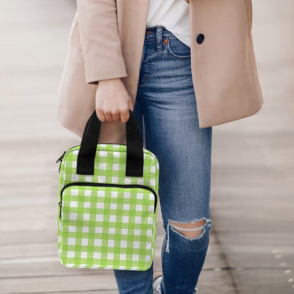 Green And White Check Pattern Print Bible Tote Bag