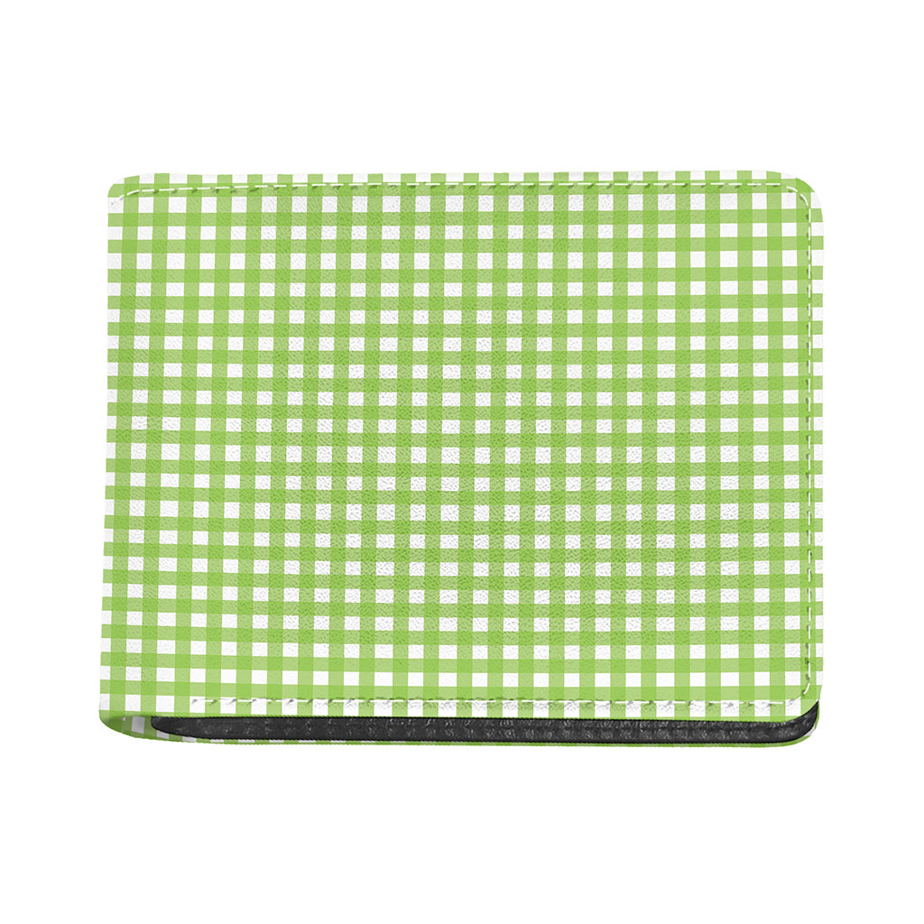 Green And White Check Pattern Print Bifold Wallet