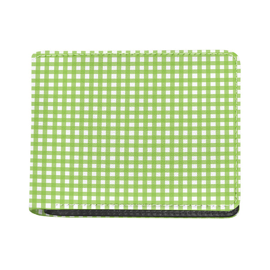 Green And White Check Pattern Print Bifold Wallet