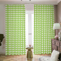 Green And White Check Pattern Print Dimout Pencil Pleat Curtains