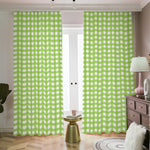 Green And White Check Pattern Print Blackout Pencil Pleat Curtains