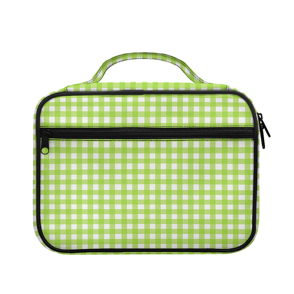 Green And White Check Pattern Print Briefcase Bible Bag