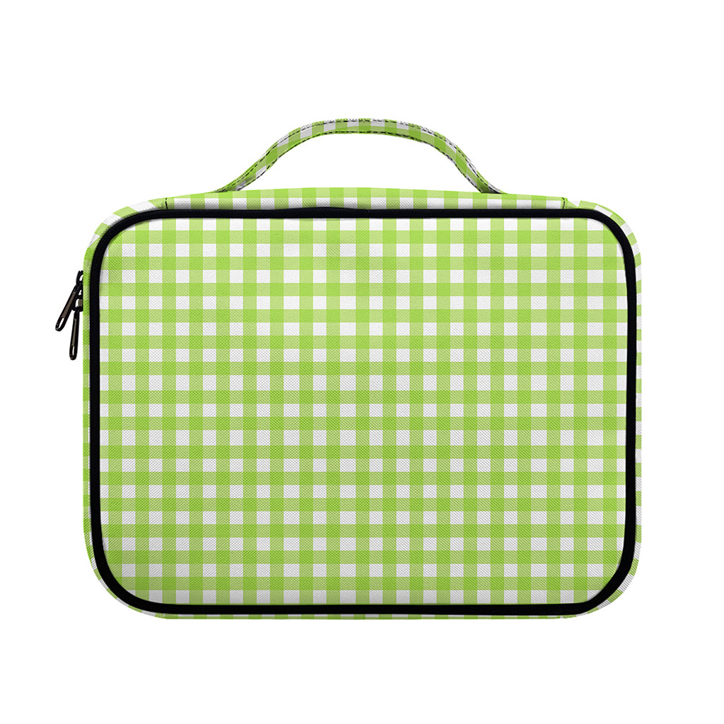 Green And White Check Pattern Print Briefcase Bible Bag