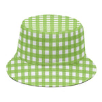 Green And White Check Pattern Print Bucket Hat