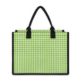 Green And White Check Pattern Print Canvas Tote Bag