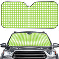 Green And White Check Pattern Print Car Windshield Sun Shade