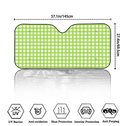 Green And White Check Pattern Print Car Windshield Sun Shade