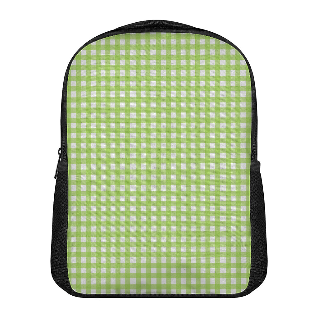 Green And White Check Pattern Print Casual Backpack