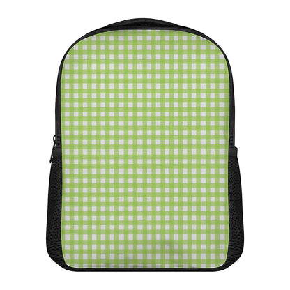 Green And White Check Pattern Print Casual Backpack