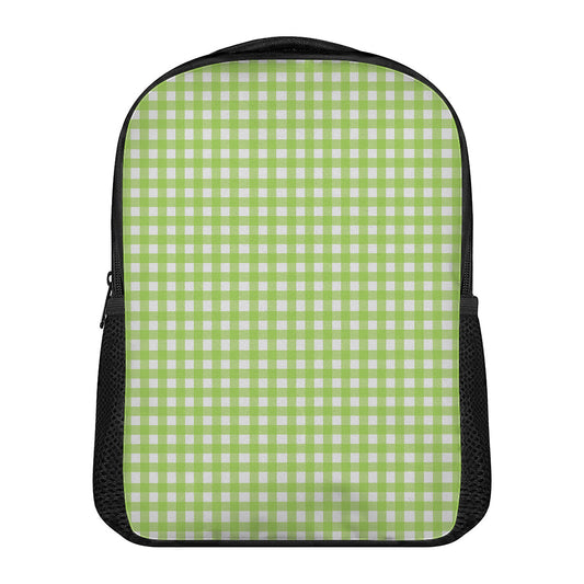 Green And White Check Pattern Print Casual Backpack