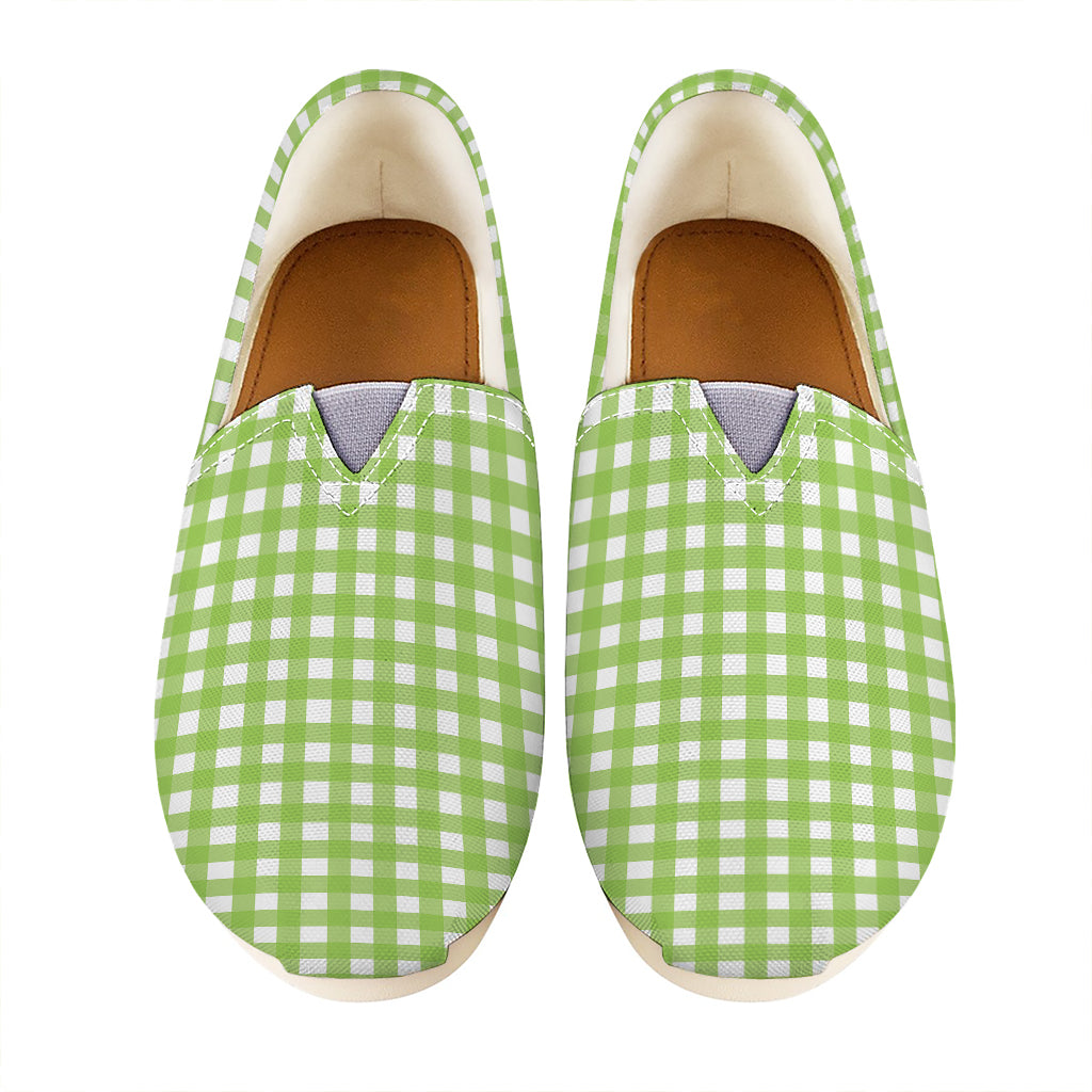 Green And White Check Pattern Print Casual Shoes