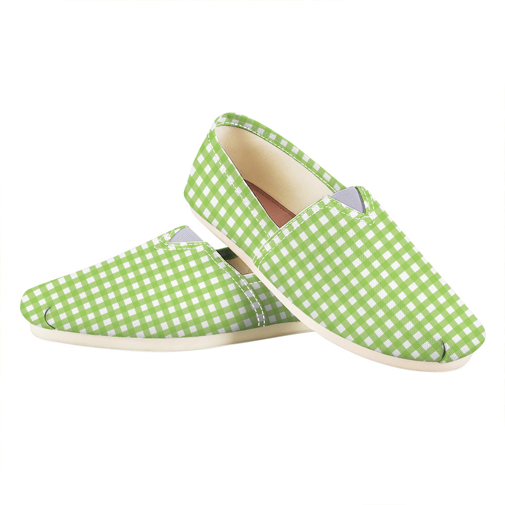 Green And White Check Pattern Print Casual Shoes
