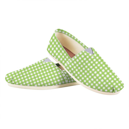 Green And White Check Pattern Print Casual Shoes