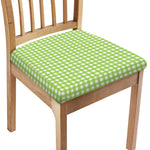 Green And White Check Pattern Print Chair Cushion Cover