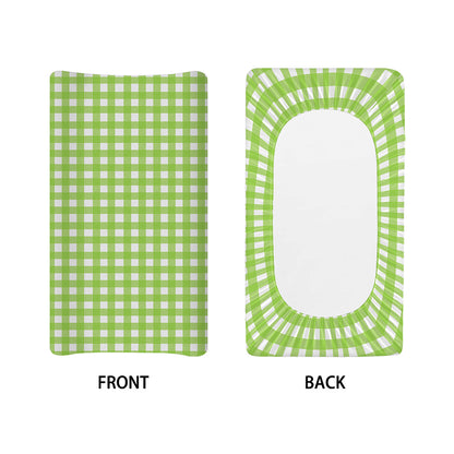 Green And White Check Pattern Print Changing Pad Cover
