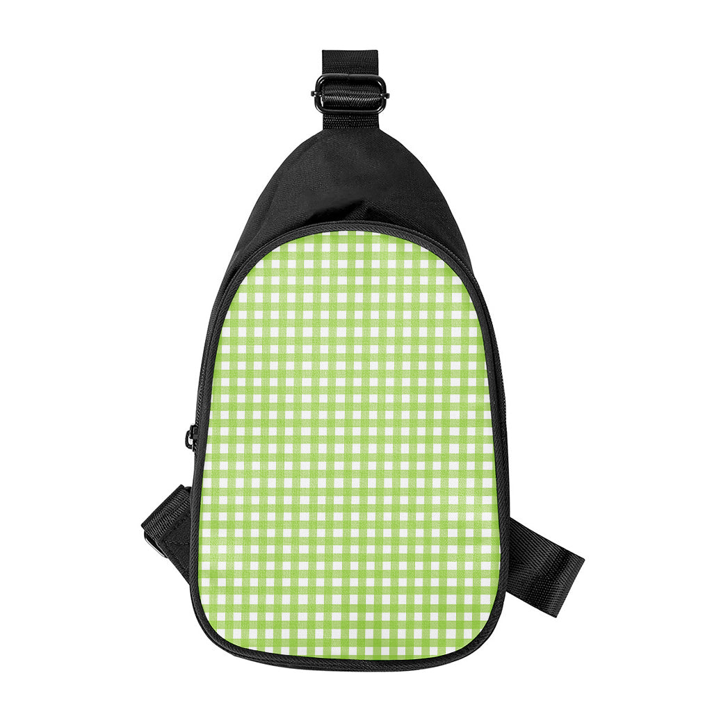 Green And White Check Pattern Print Chest Bag