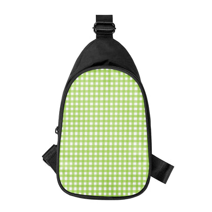 Green And White Check Pattern Print Chest Bag