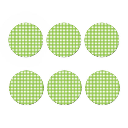 Green And White Check Pattern Print Coaster Set