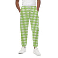 Green And White Check Pattern Print Cotton Sweatpants