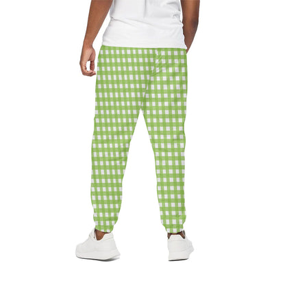 Green And White Check Pattern Print Cotton Pants
