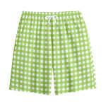 Green And White Check Pattern Print Cotton Shorts