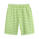 Green And White Check Pattern Print Cotton Shorts