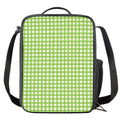 Green And White Check Pattern Print Crossbody Lunch Bag