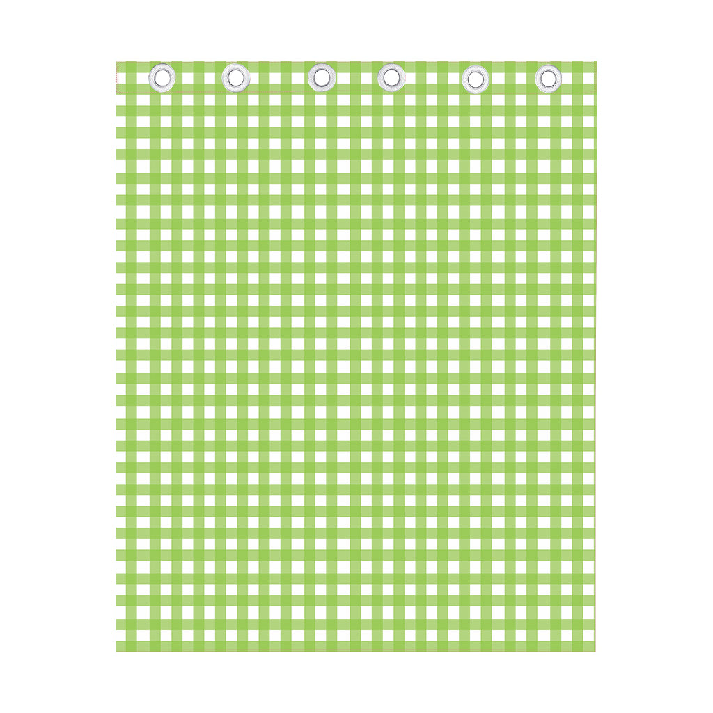Green And White Check Pattern Print Curtain