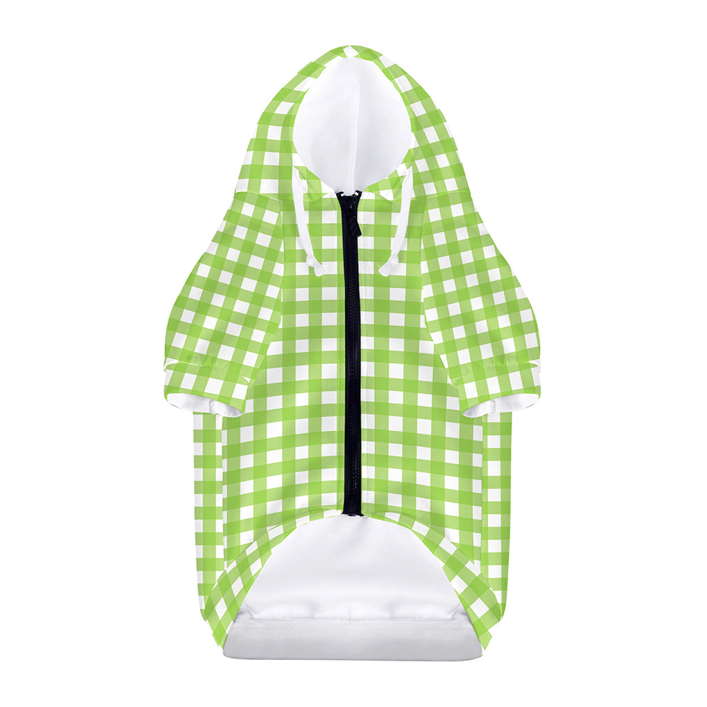 Green And White Check Pattern Print Dog Zip Up Hoodie