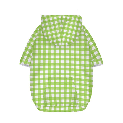 Green And White Check Pattern Print Dog Zip Up Hoodie