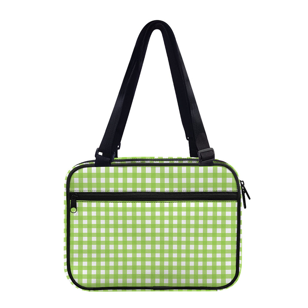 Green And White Check Pattern Print Double Strap Bible Bag