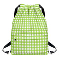 Green And White Check Pattern Print Drawstring Backpack
