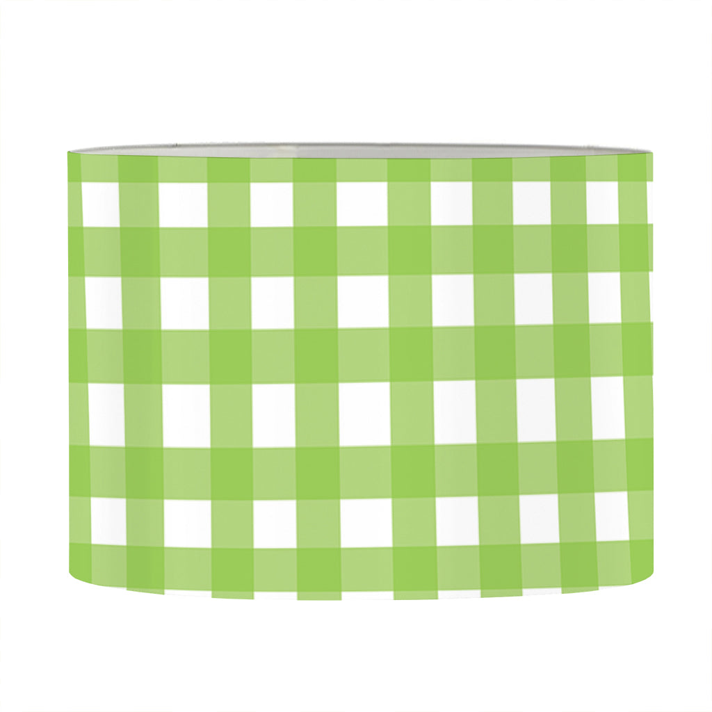 Green And White Check Pattern Print Drum Lamp Shade