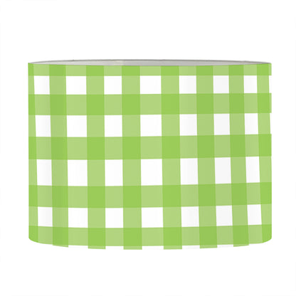Green And White Check Pattern Print Drum Lamp Shade
