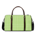 Green And White Check Pattern Print Duffle Bag