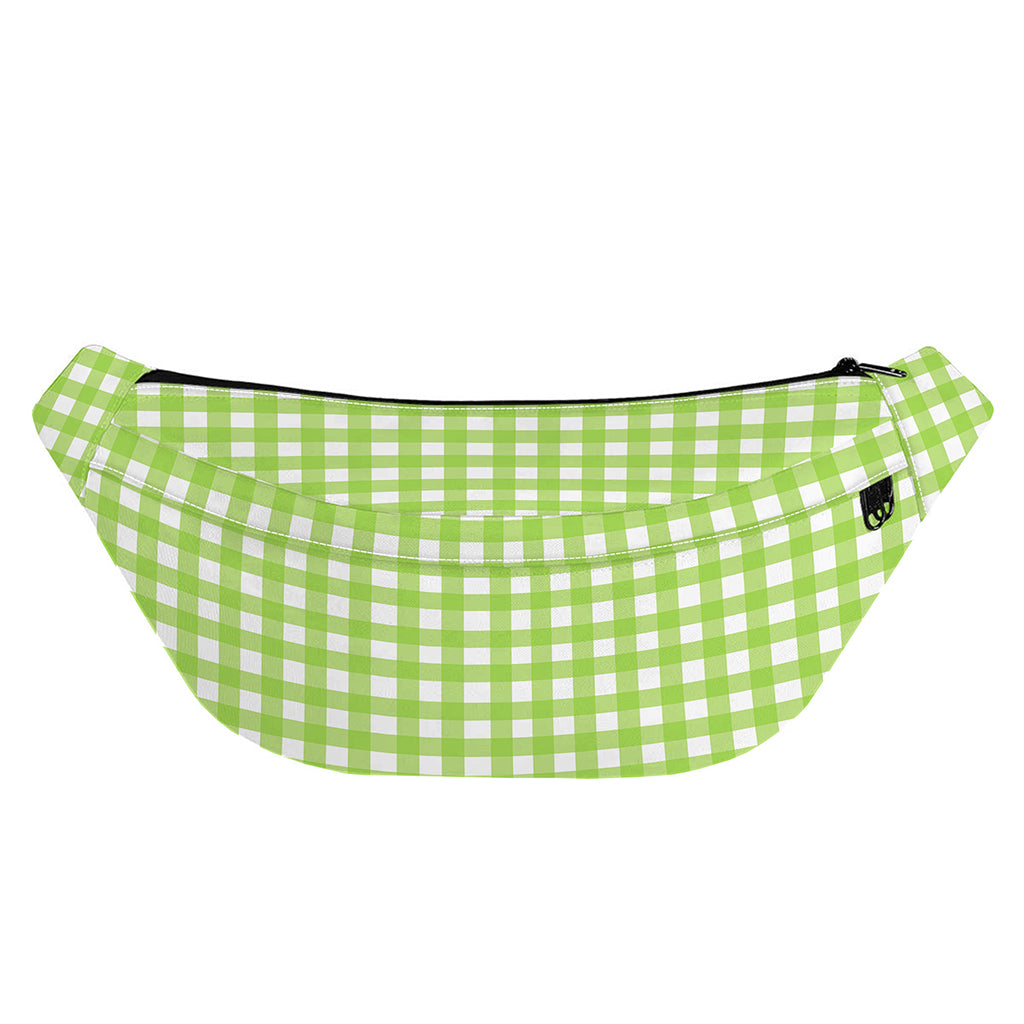 Green And White Check Pattern Print Fanny Pack