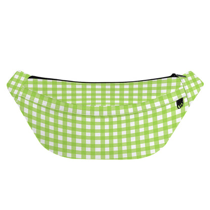 Green And White Check Pattern Print Fanny Pack