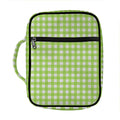 Green And White Check Pattern Print Front Pocket Bible Bag