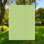 Green And White Check Pattern Print Garden Flag
