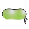 Green And White Check Pattern Print Glasses Case