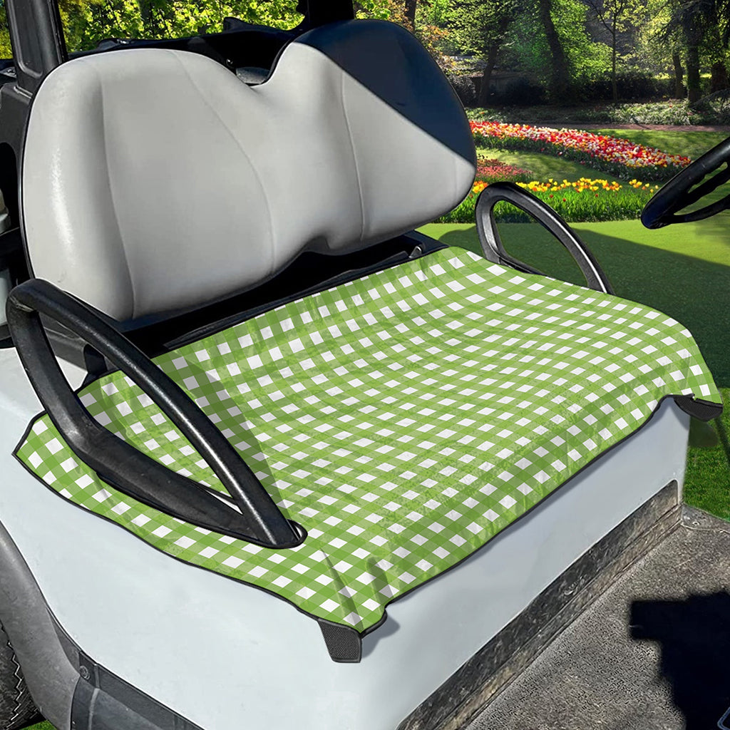 Green And White Check Pattern Print Golf Cart Seat Cover