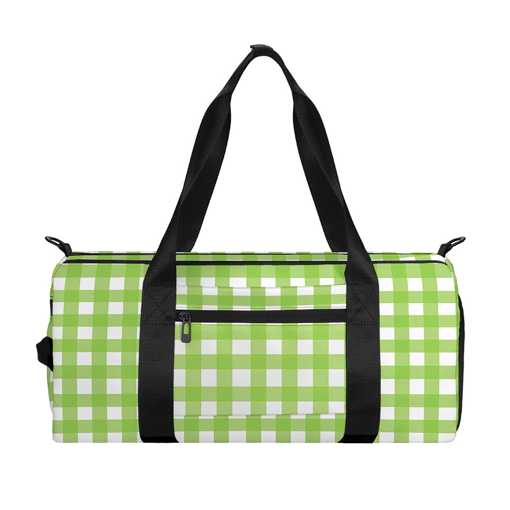Green And White Check Pattern Print Gym Bag