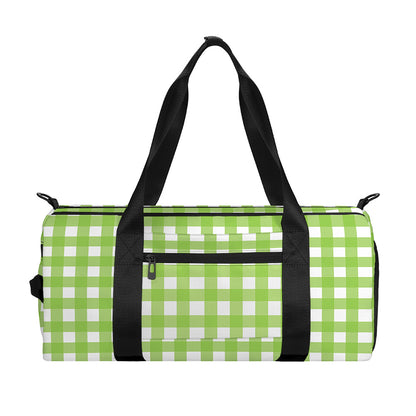 Green And White Check Pattern Print Gym Bag