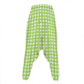 Green And White Check Pattern Print Hammer Pants