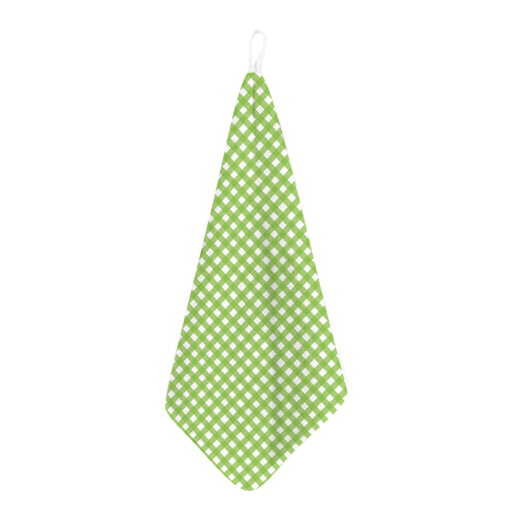Green And White Check Pattern Print Hand Towel