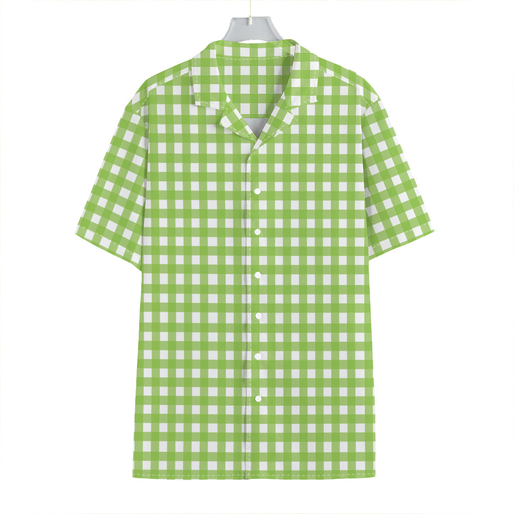 Green And White Check Pattern Print Hawaiian Shirt