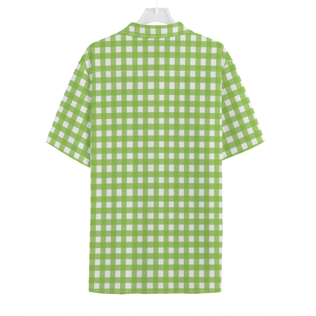 Green And White Check Pattern Print Hawaiian Shirt