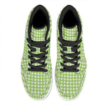 Green And White Check Pattern Print High Top Leather Sneakers