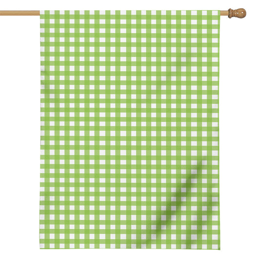 Green And White Check Pattern Print House Flag
