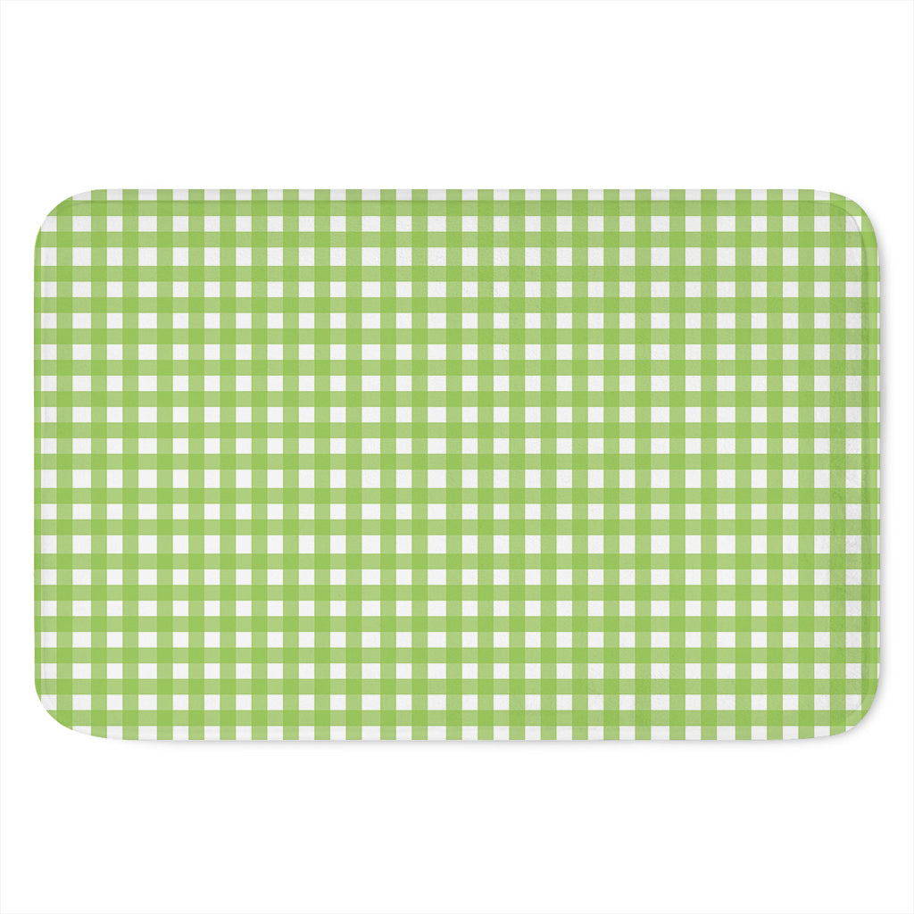 Green And White Check Pattern Print Indoor Door Mat
